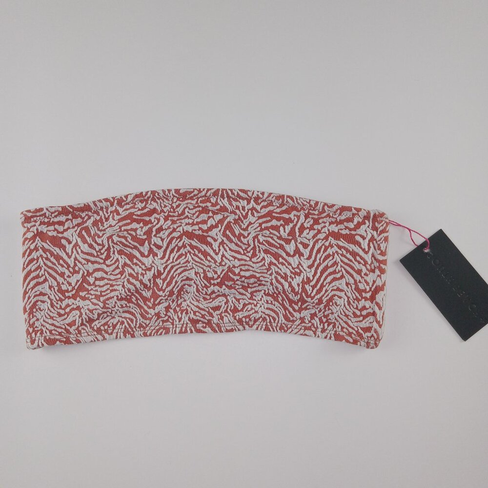 South Beach Women's Textured Bandeau Bikini Top Size 8 Pink Zebra Print Swim